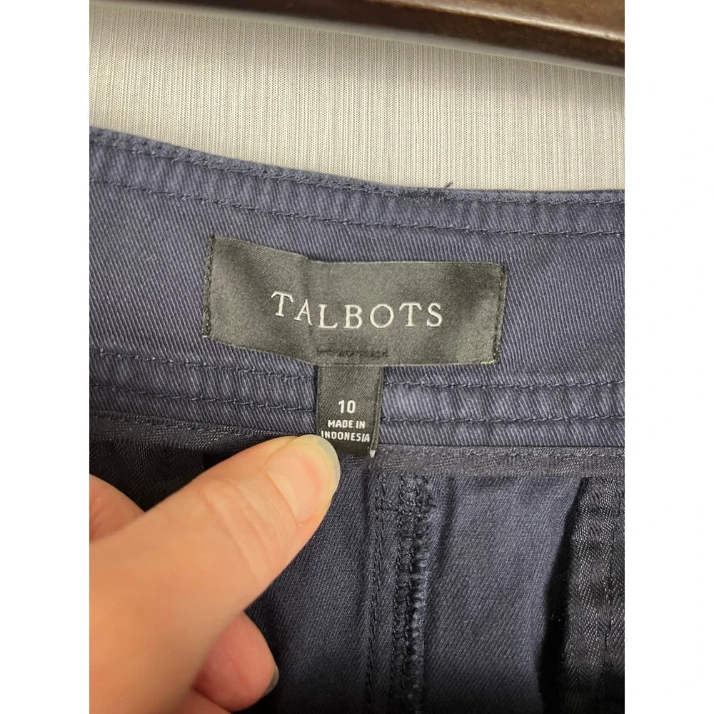 Talbots Pencil‎ Skirt Womens 10 Navy Button Front Nautical Preppy Modest